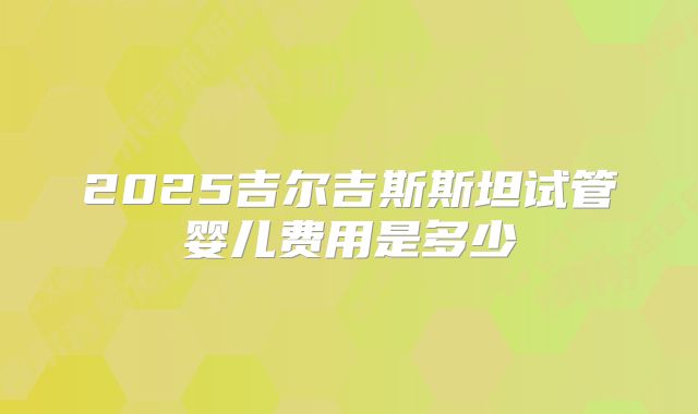 2025吉尔吉斯斯坦试管婴儿费用是多少