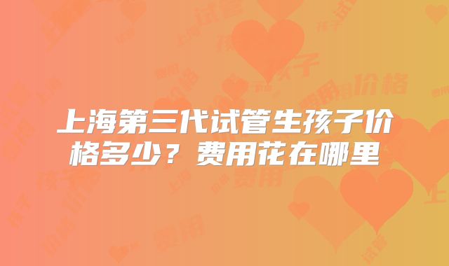 上海第三代试管生孩子价格多少？费用花在哪里