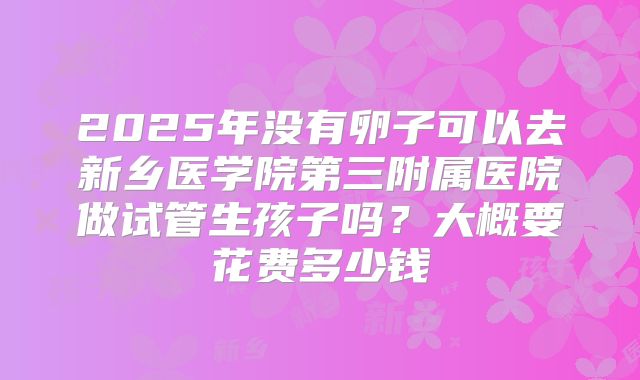 2025年没有卵子可以去新乡医学院第三附属医院做试管生孩子吗？大概要花费多少钱