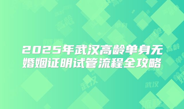 2025年武汉高龄单身无婚姻证明试管流程全攻略