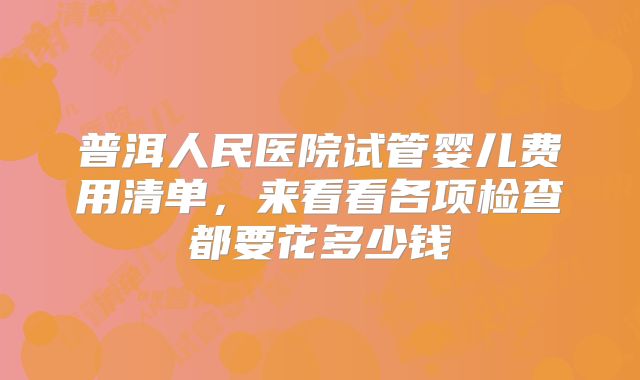 普洱人民医院试管婴儿费用清单，来看看各项检查都要花多少钱