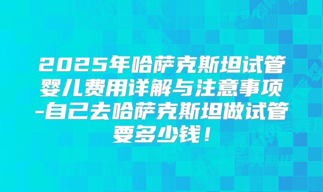 2025年哈萨克斯坦试管婴儿费用详解与注意事项-自己去哈萨克斯坦做试管要多少钱！