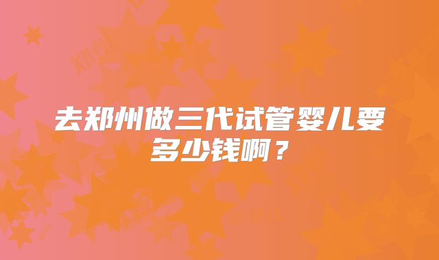 去郑州做三代试管婴儿要多少钱啊？