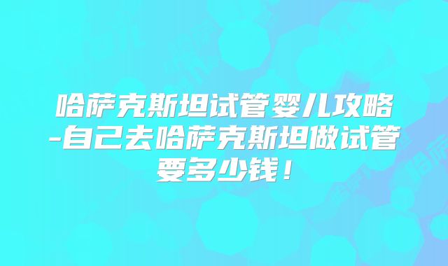 哈萨克斯坦试管婴儿攻略-自己去哈萨克斯坦做试管要多少钱！