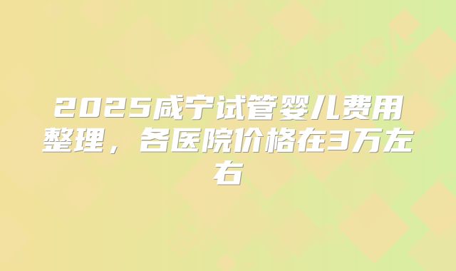 2025咸宁试管婴儿费用整理，各医院价格在3万左右