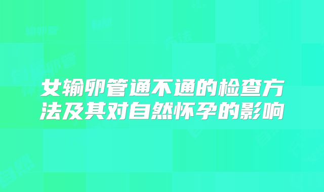 女输卵管通不通的检查方法及其对自然怀孕的影响