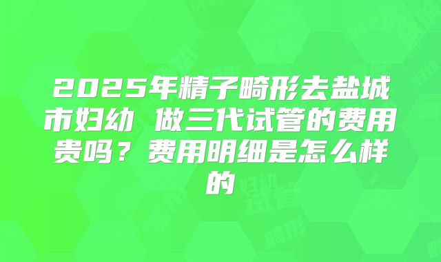 2025年精子畸形去盐城市妇幼 做三代试管的费用贵吗？费用明细是怎么样的