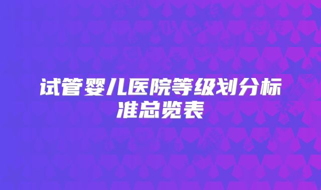 试管婴儿医院等级划分标准总览表