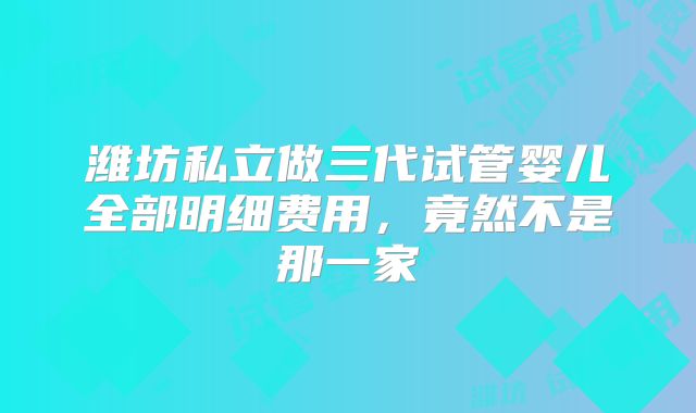 潍坊私立做三代试管婴儿全部明细费用，竟然不是那一家