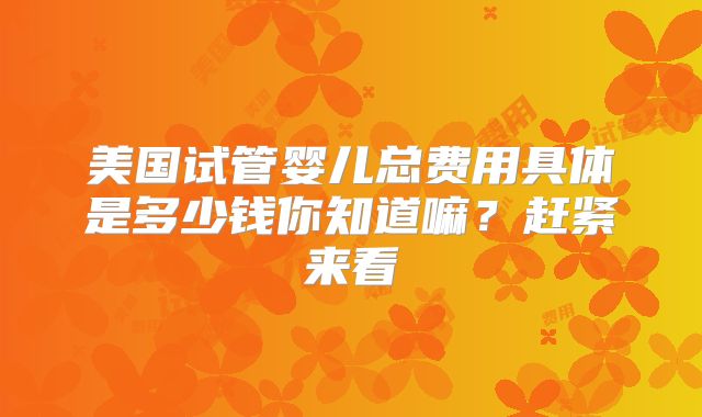 美国试管婴儿总费用具体是多少钱你知道嘛?赶紧来看