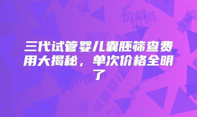 三代试管婴儿囊胚筛查费用大揭秘，单次价格全明了