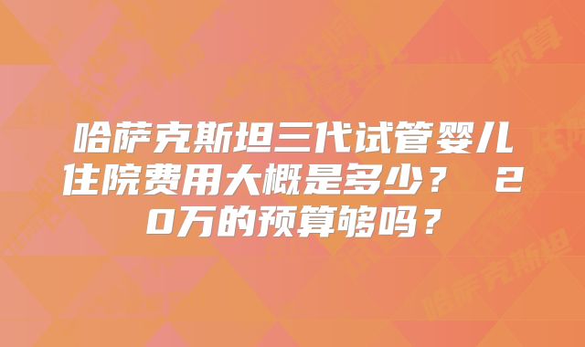 哈萨克斯坦三代试管婴儿住院费用大概是多少？ 20万的预算够吗？