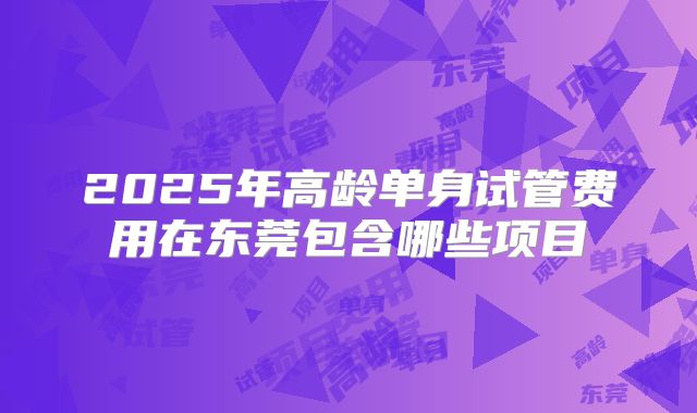 2025年高龄单身试管费用在东莞包含哪些项目