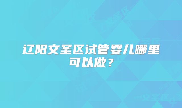 辽阳文圣区试管婴儿哪里可以做？
