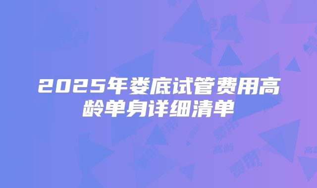 2025年娄底试管费用高龄单身详细清单