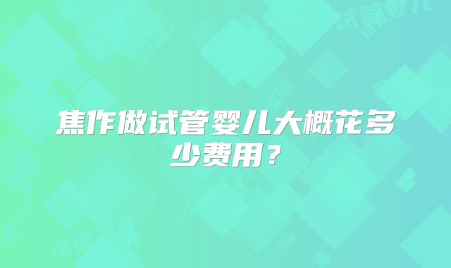 焦作做试管婴儿大概花多少费用？
