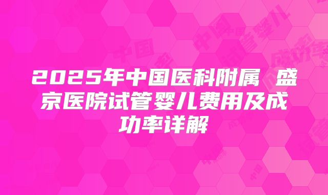 2025年中国医科附属 盛京医院试管婴儿费用及成功率详解