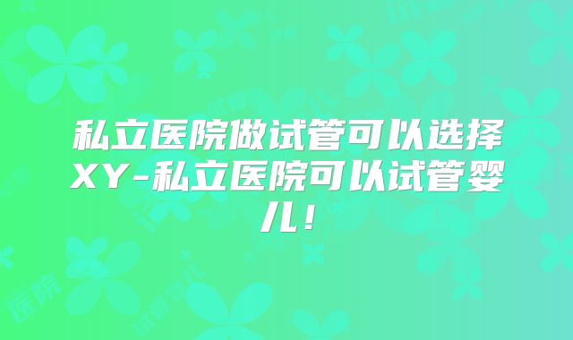 私立医院做试管可以选择XY-私立医院可以试管婴儿！