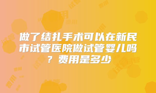 做了结扎手术可以在新民市试管医院做试管婴儿吗？费用是多少