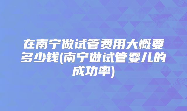 在南宁做试管费用大概要多少钱(南宁做试管婴儿的成功率)