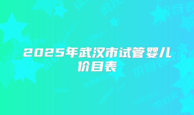 2025年武汉市试管婴儿价目表