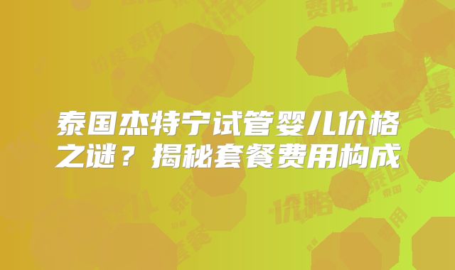 泰国杰特宁试管婴儿价格之谜？揭秘套餐费用构成