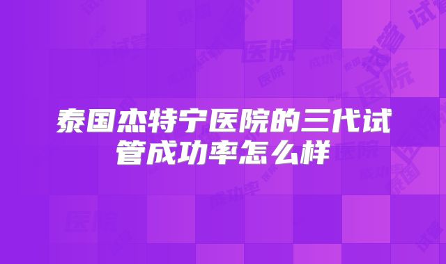 泰国杰特宁医院的三代试管成功率怎么样