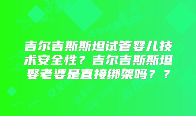 吉尔吉斯斯坦试管婴儿技术安全性？吉尔吉斯斯坦娶老婆是直接绑架吗？？