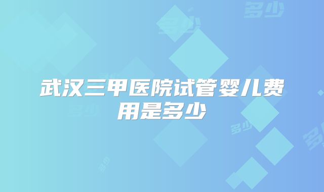 武汉三甲医院试管婴儿费用是多少