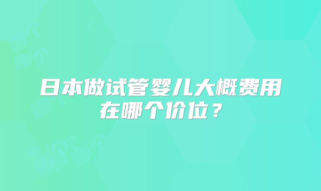 日本做试管婴儿大概费用在哪个价位？