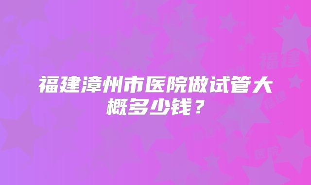 福建漳州市医院做试管大概多少钱？