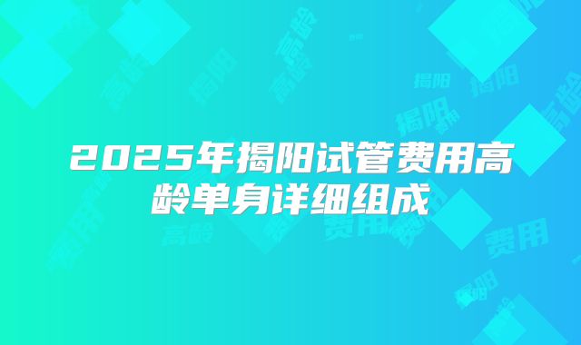 2025年揭阳试管费用高龄单身详细组成