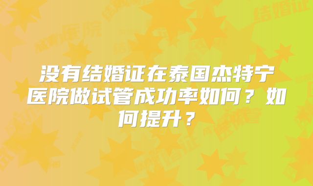 没有结婚证在泰国杰特宁医院做试管成功率如何？如何提升？