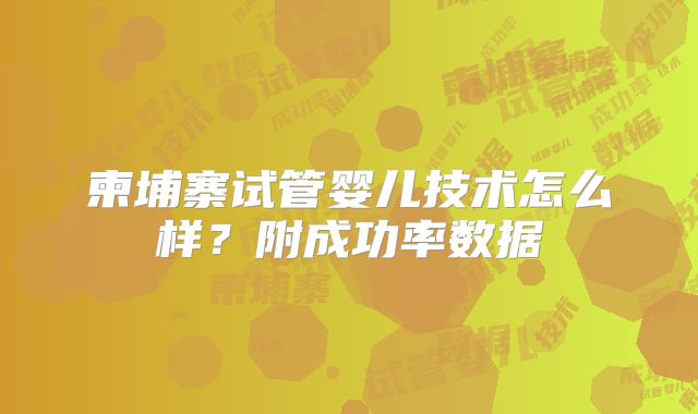 柬埔寨试管婴儿技术怎么样？附成功率数据