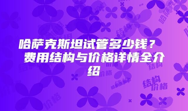 哈萨克斯坦试管多少钱？ 费用结构与价格详情全介绍
