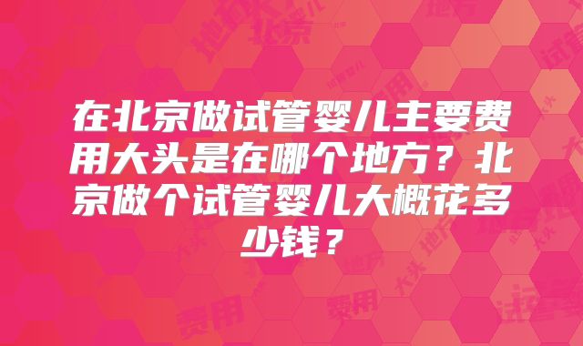 在北京做试管婴儿主要费用大头是在哪个地方？北京做个试管婴儿大概花多少钱？