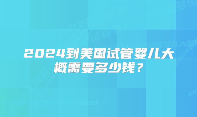2024到美国试管婴儿大概需要多少钱？