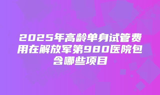 2025年高龄单身试管费用在解放军第980医院包含哪些项目