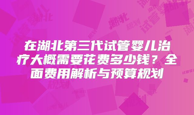 在湖北第三代试管婴儿治疗大概需要花费多少钱？全面费用解析与预算规划
