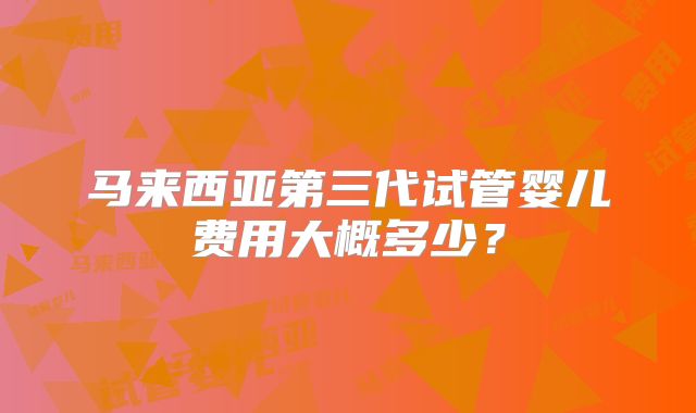 马来西亚第三代试管婴儿费用大概多少？