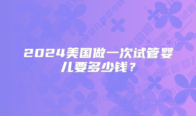 2024美国做一次试管婴儿要多少钱？