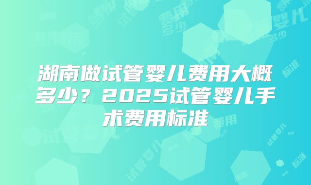 湖南做试管婴儿费用大概多少？2025试管婴儿手术费用标准