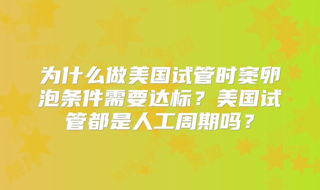 为什么做美国试管时窦卵泡条件需要达标？美国试管都是人工周期吗？