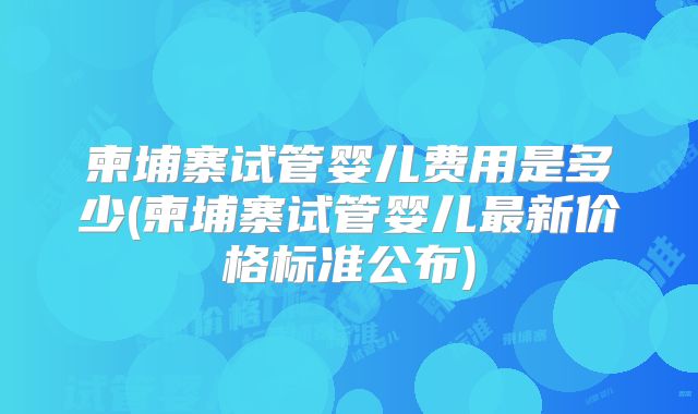 柬埔寨试管婴儿费用是多少(柬埔寨试管婴儿最新价格标准公布)
