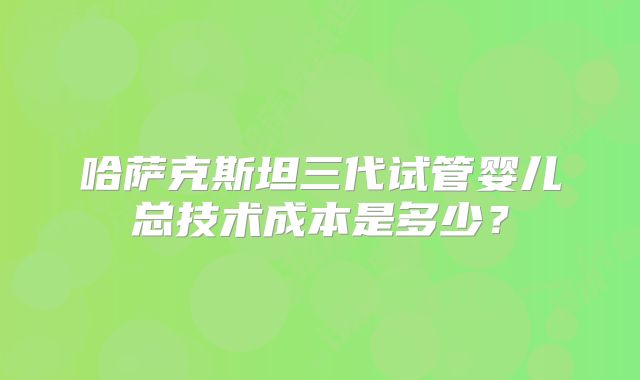 哈萨克斯坦三代试管婴儿总技术成本是多少？