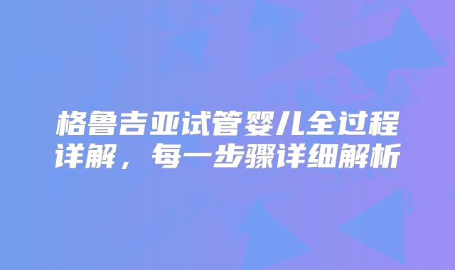 格鲁吉亚试管婴儿全过程详解,每一步骤详细解析