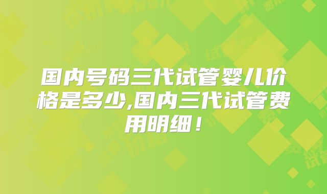 国内号码三代试管婴儿价格是多少,国内三代试管费用明细！