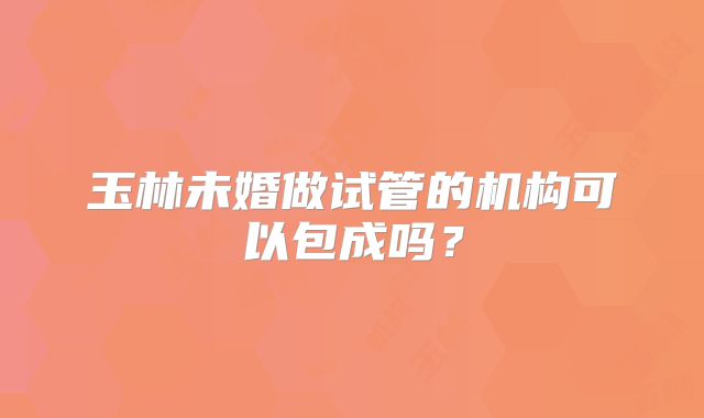 玉林未婚做试管的机构可以包成吗？