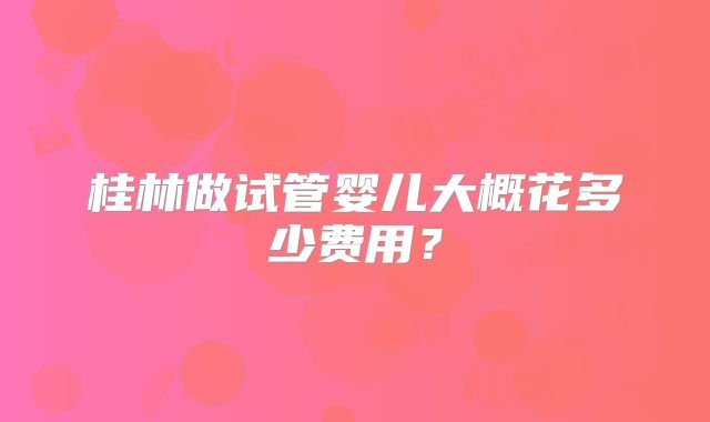 桂林做试管婴儿大概花多少费用？