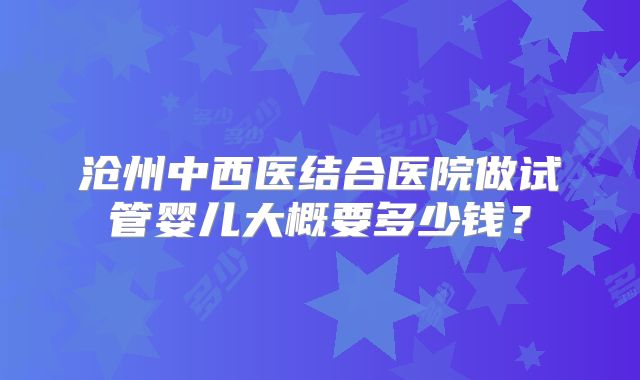 沧州中西医结合医院做试管婴儿大概要多少钱?
